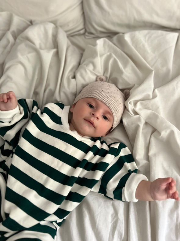 Green Striped Oversized Cozy Bodysuit