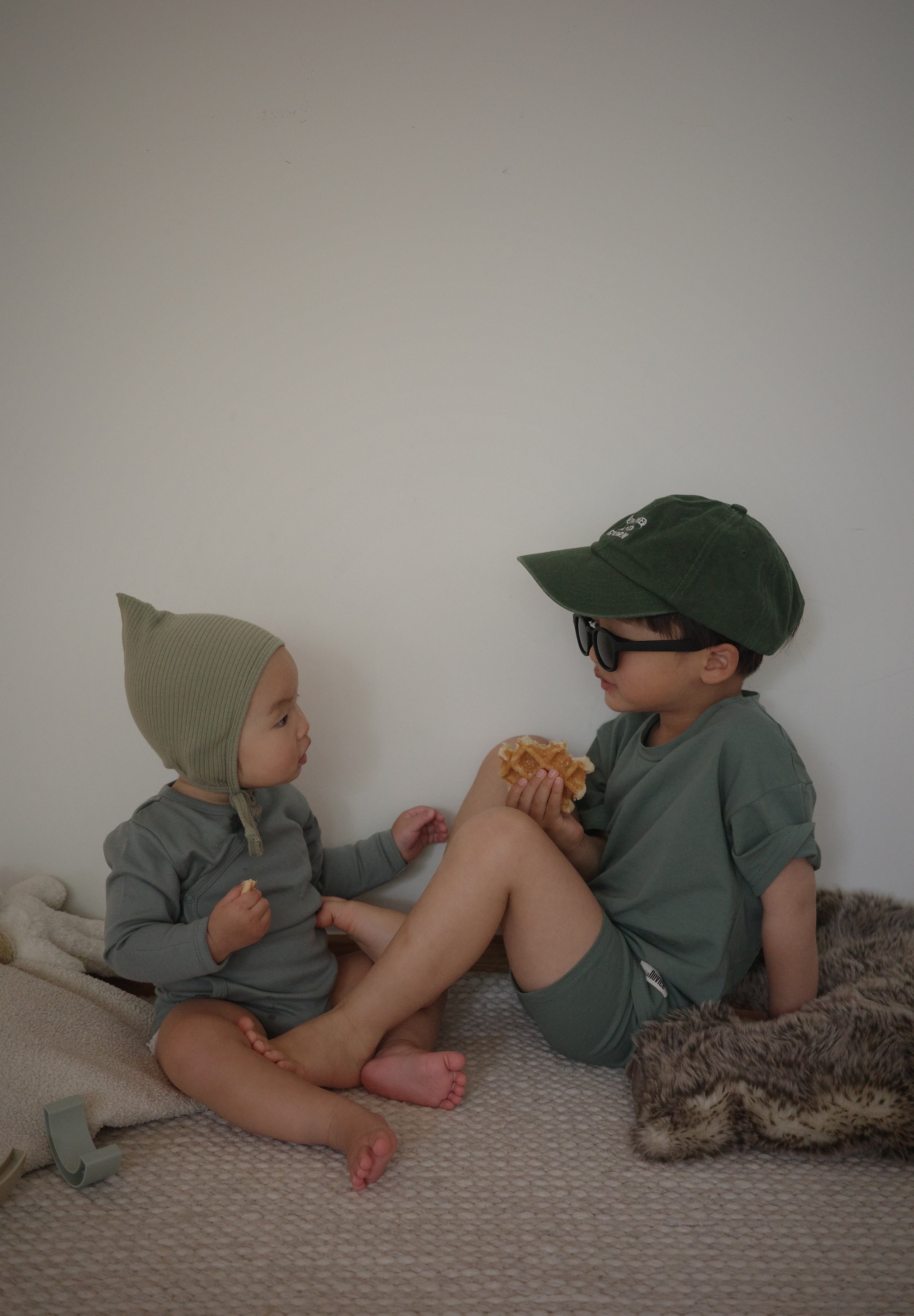 Olive Green T-Shirt and Biker Shorts Set