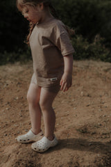 Mocha T-Shirt and Biker Shorts Set