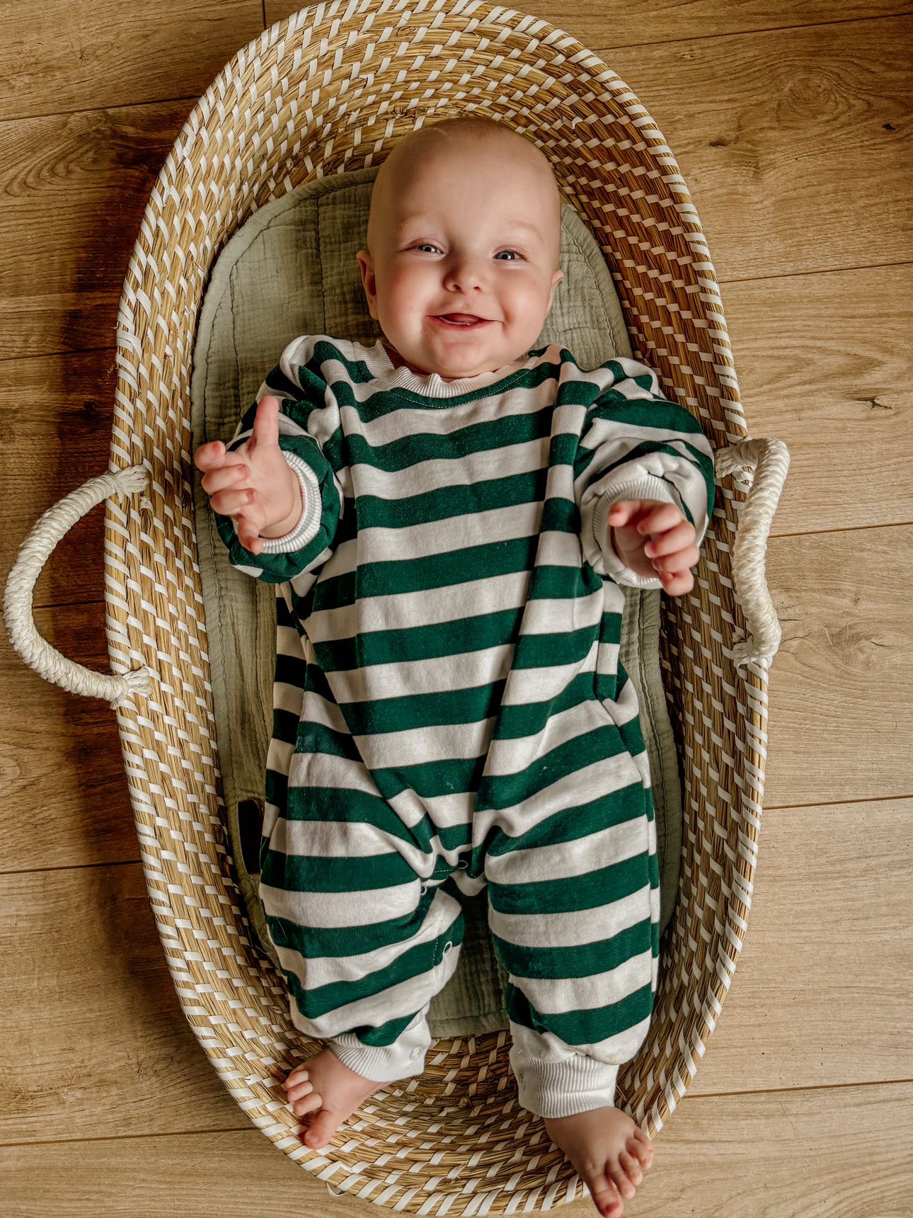 Green Striped Oversized Cozy Bodysuit