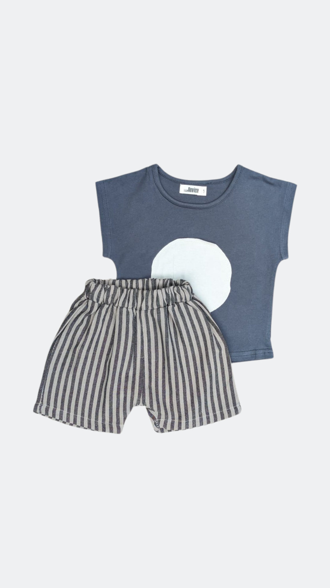 Sleeveless T-Shirt with Striped Shorts Set