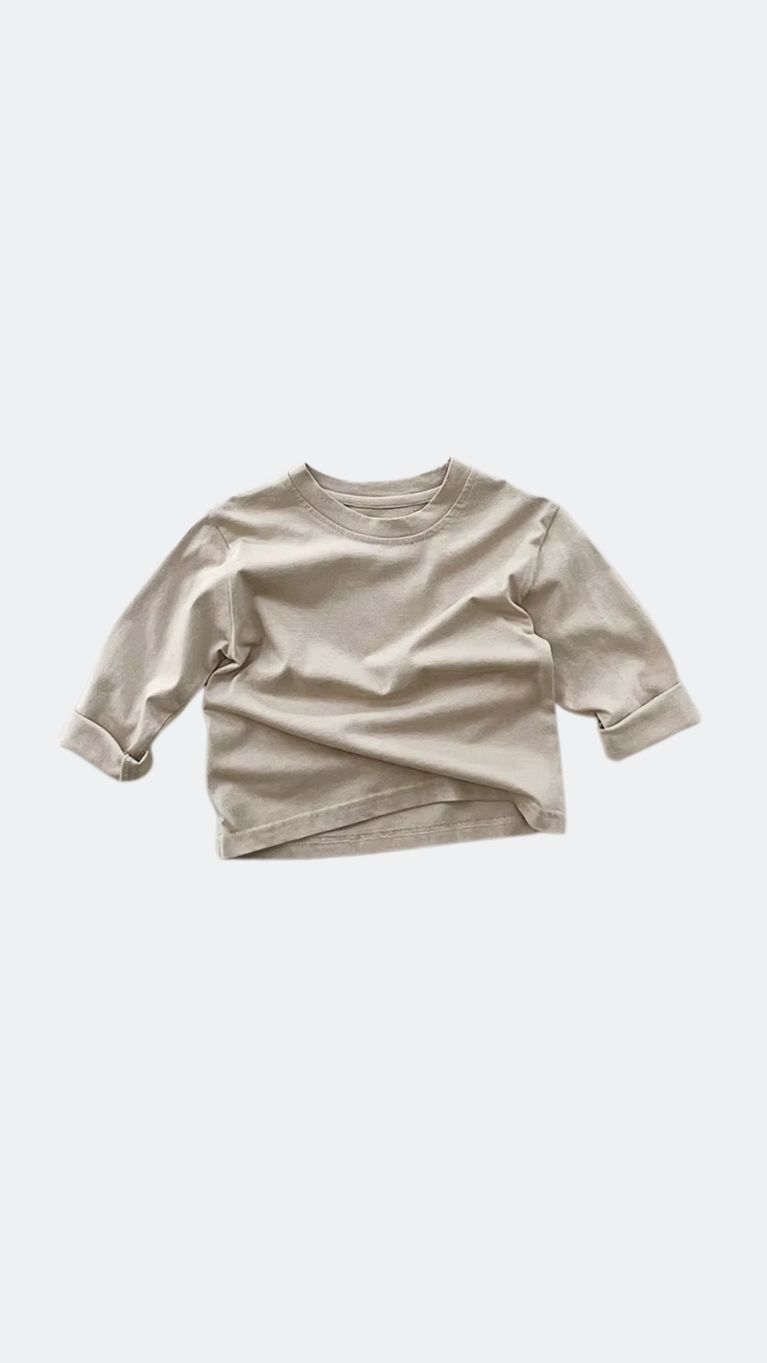 Basic Cotton Long Sleeved T-shirt - Beige