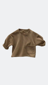 Khaki Long-Sleeved Pocket Top