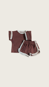 Terry T-shirt & Shorts Set – Brown
