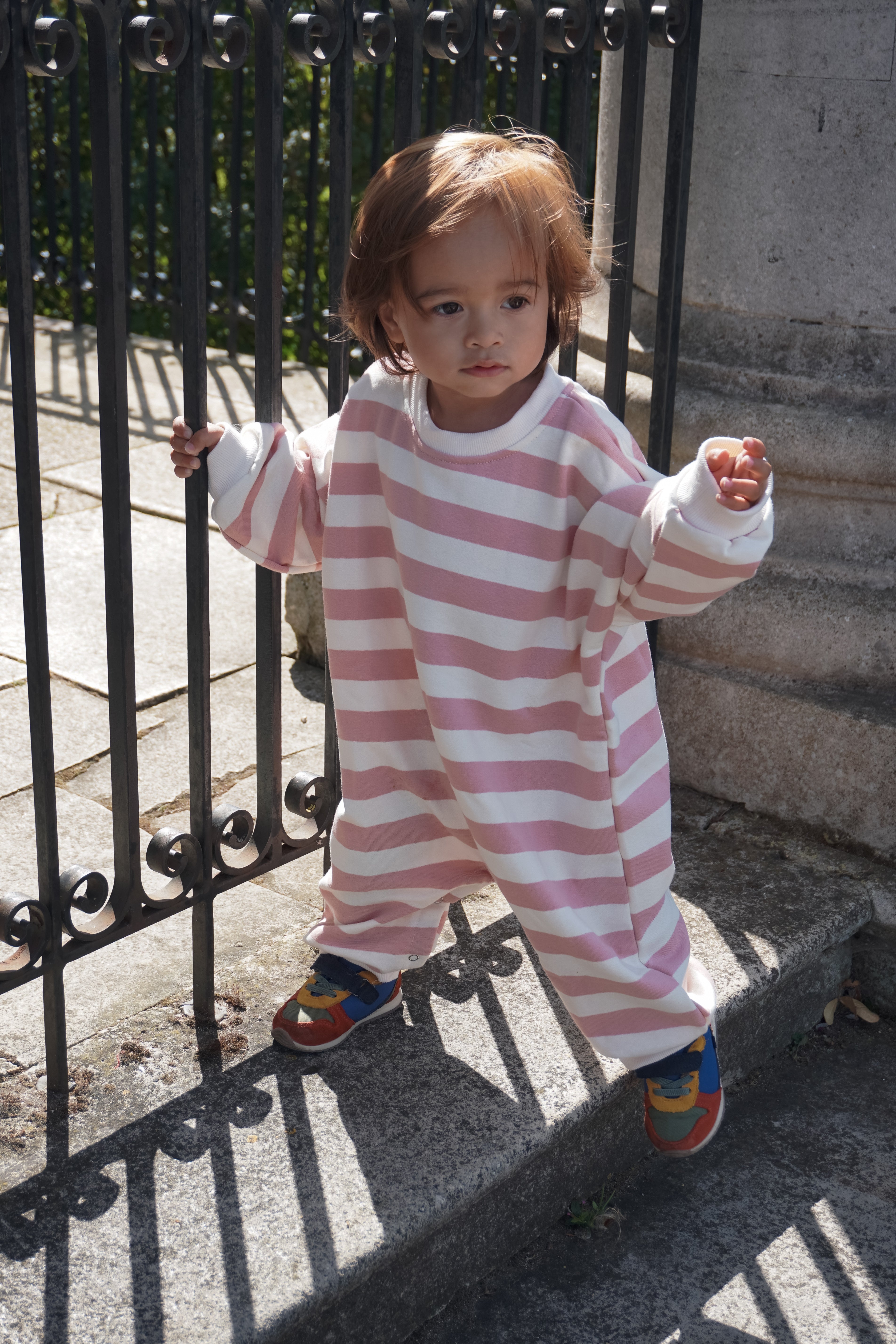 Blush Cotton Candy – Oversized Striped Cozy Bodysuit