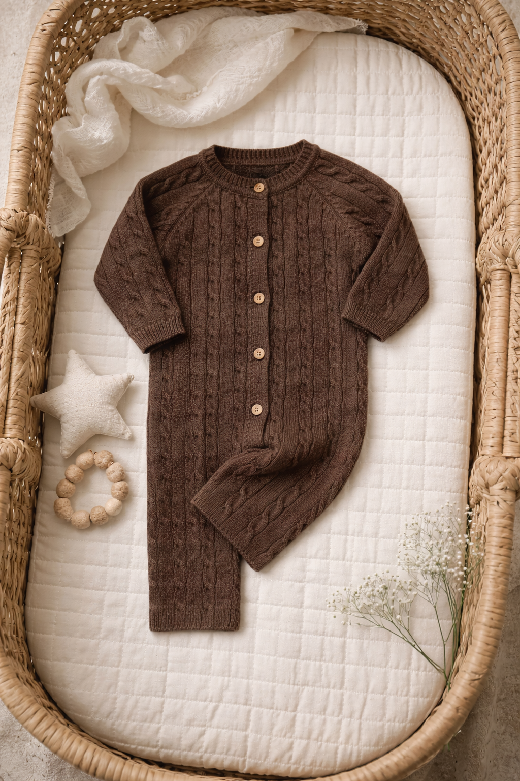 Brown Cable Knit One Piece