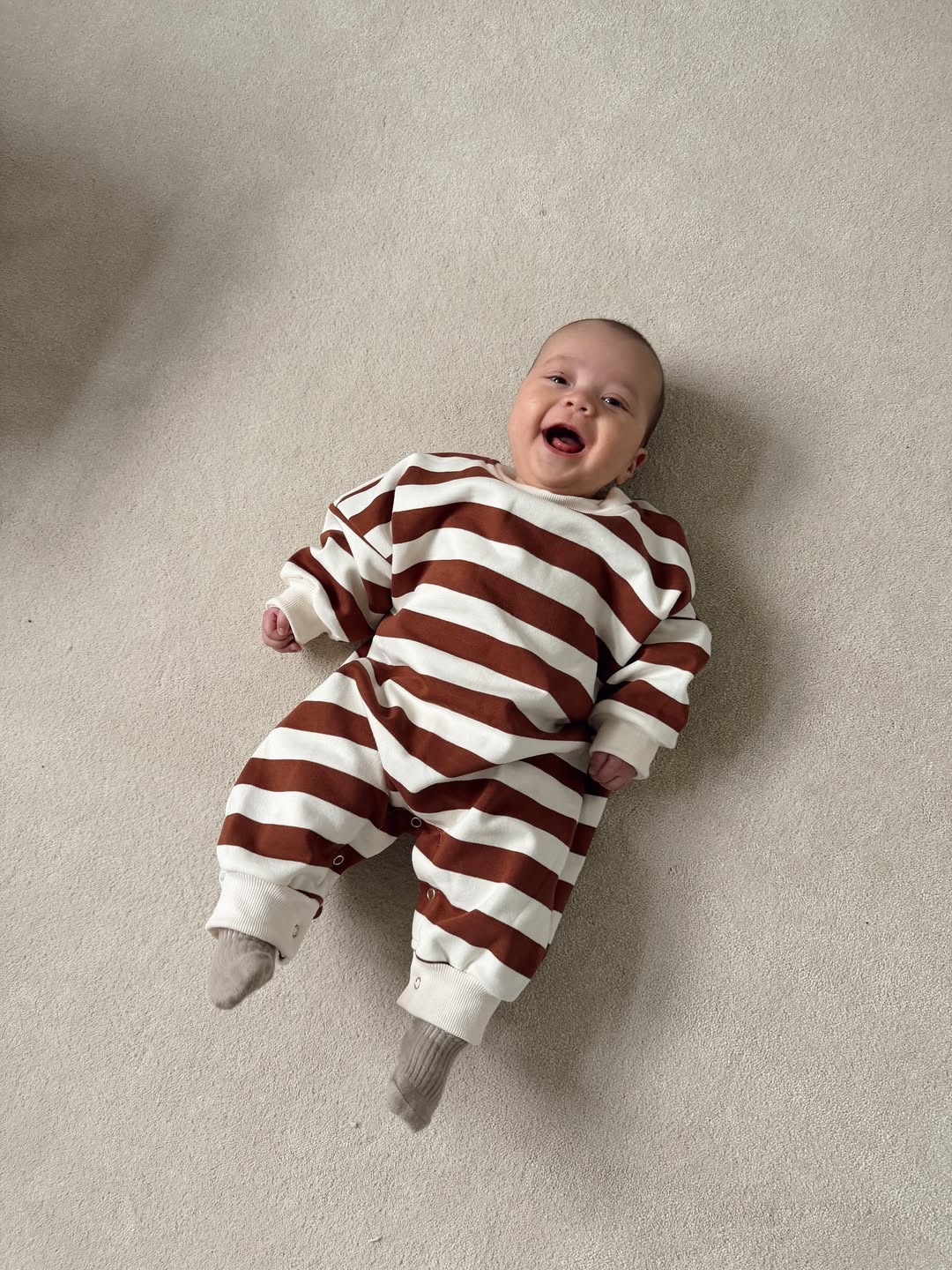 Chestnut Striped Cozy Oversized Bodysuit