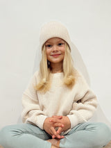 Cream Cotton Sweater & Hat Set