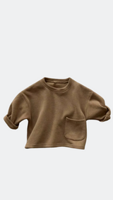 Khaki Long-Sleeved Pocket Top