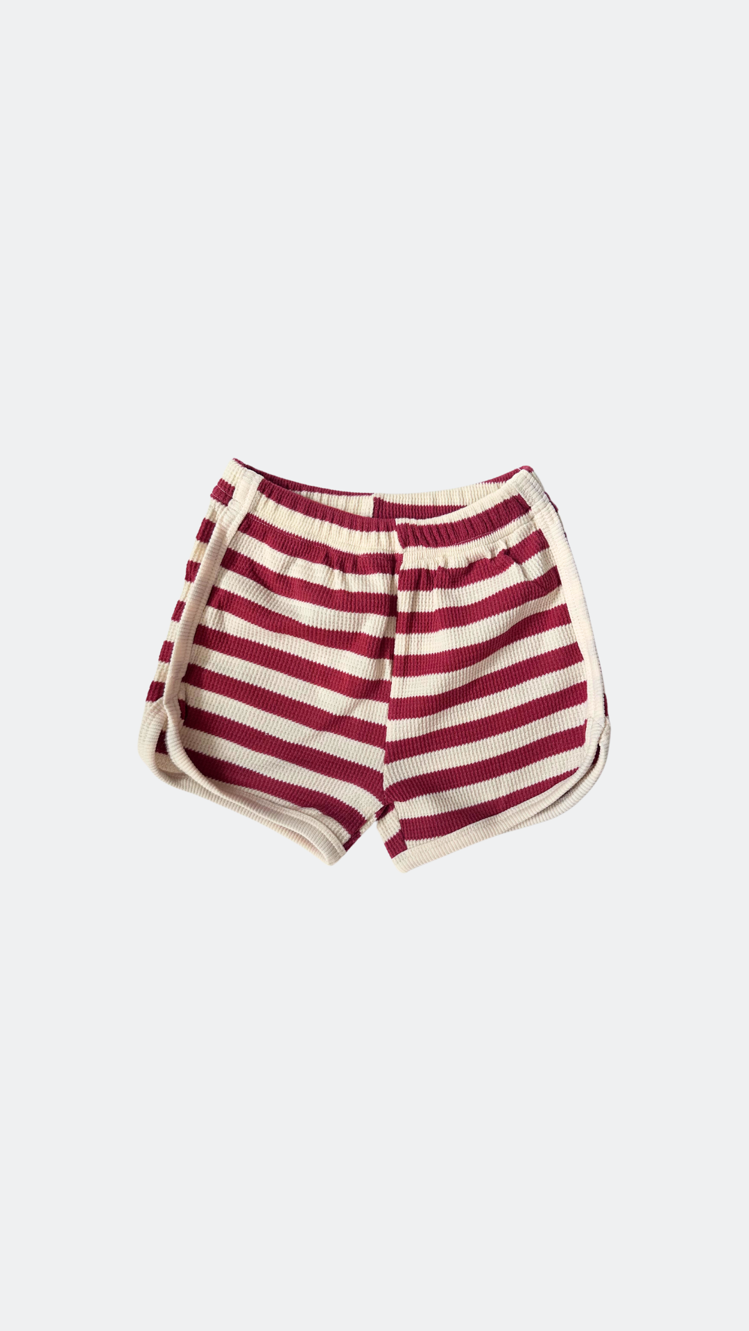 Ribbed Striped Tank & Shorts Set – Red & Cream