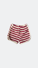 Ribbed Striped Tank & Shorts Set – Red & Cream