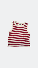 Ribbed Striped Tank & Shorts Set – Red & Cream