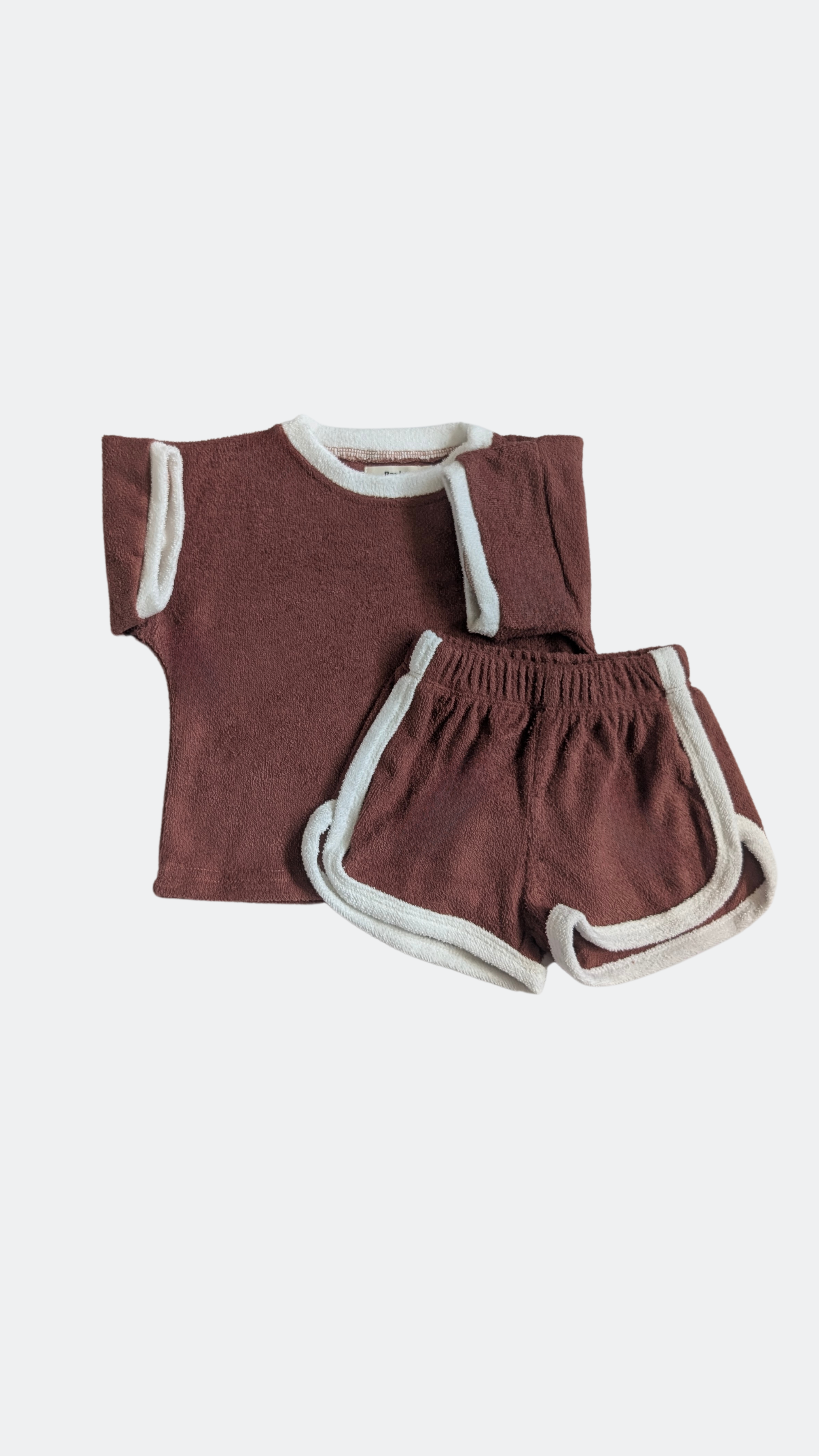 Terry T-shirt & Shorts Set – Brown