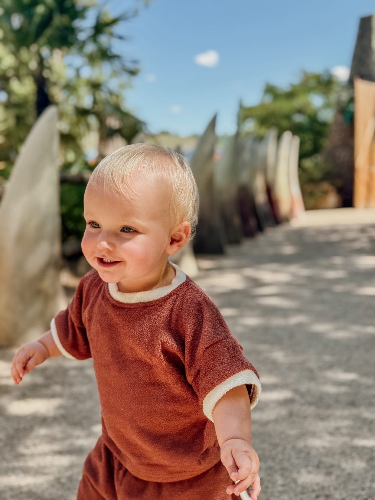 Terry T-shirt & Shorts Set – Brown