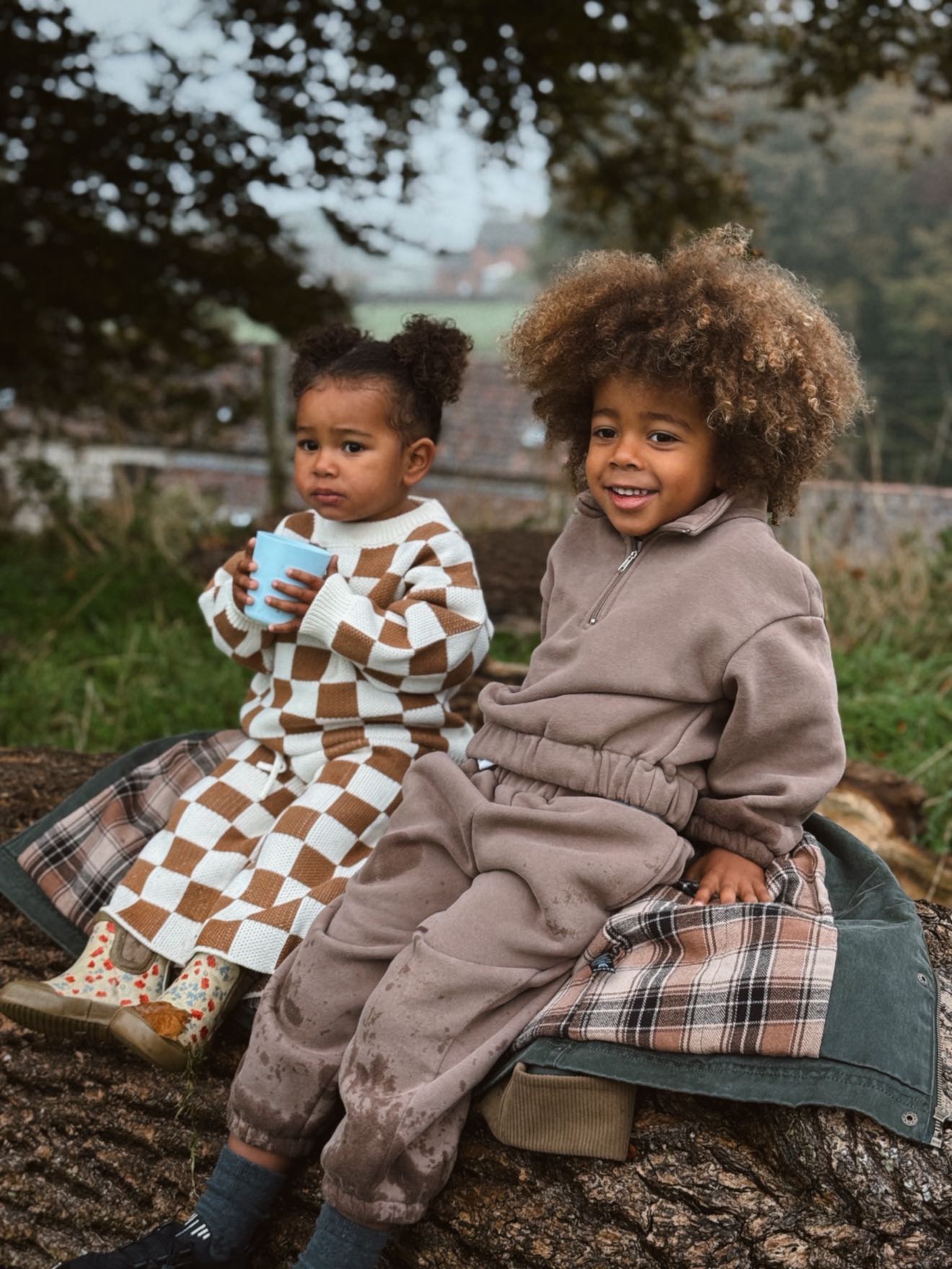 The Check Set  - Mocha