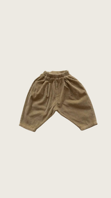 Wide Leg Corduroy Beige Trousers