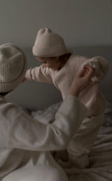 Cream Cotton Sweater & Hat Set